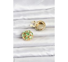 Yeşil Zirkon Taşlı Düğme veya Manşet Broşu TJ-BR484