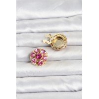 Pembe Zirkon Taşlı Düğme veya Manşet Broşu TJ-BR485