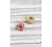 Pembe Zirkon Taşlı Düğme veya Manşet Broşu TJ-BR485