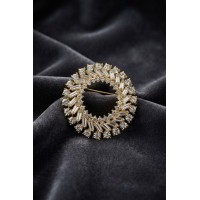 Gold Renk Zirkon Taşlı Halka Model Broş TJ-BR500