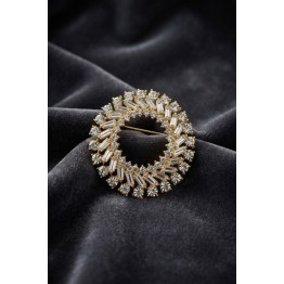 Gold Renk Zirkon Taşlı Halka Model Broş TJ-BR500