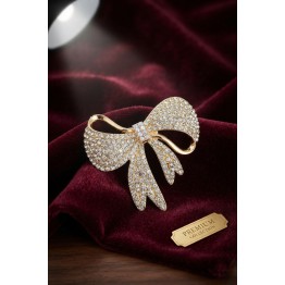 Gold Renk Zirkon Taşlı Fiyonk Model Broş TJ-BR501