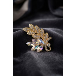 Gold Renk Zirkon Taşlı Başak Model Broş TJ-BR503