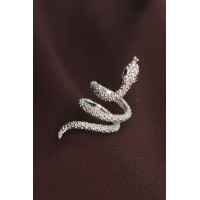 Ayarlanabilir Silver Renk Zirkon Taşlı Yılan Yüzük TJ-BYK2236