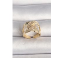 Pirinç Gold Renk Ayarlanabilir Zirkon Taşlı Kadın Yüzük TJ-BYK3602