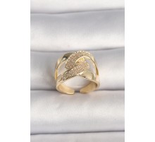 Pirinç Gold Renk Ayarlanabilir Zirkon Taşlı Kadın Yüzük TJ-BYK3602