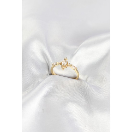 Gold Renk Vintage Model Zirkon Taşlı Yüzük TJ-BYK4187