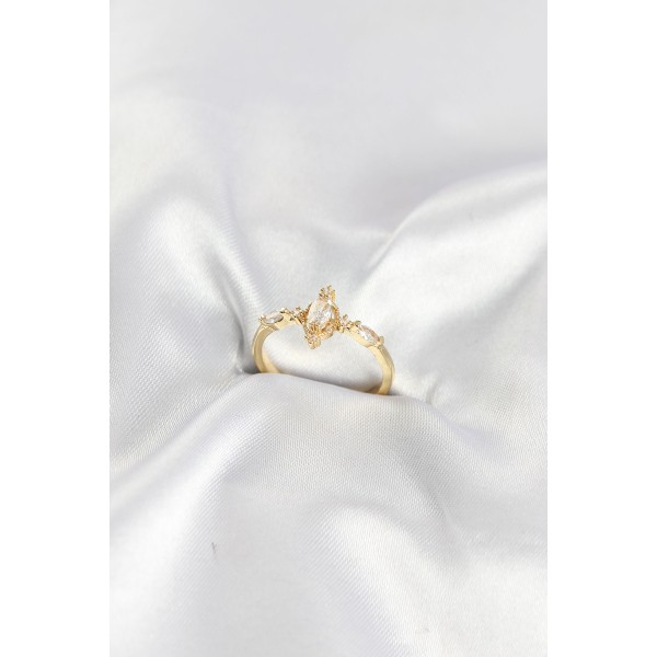Gold Renk Vintage Model Zirkon Taşlı Yüzük TJ-BYK4187