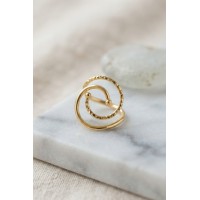 Gold Renk Geometrik Çift Halka Yüzük TJ-BYK4207