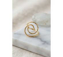 Gold Renk Geometrik Çift Halka Yüzük TJ-BYK4207
