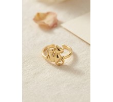 Gold Renk Kedi Tasarım Pirinç Kadın Yüzük TJ-BYK4219