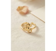 Gold Renk Kedi Tasarım Pirinç Kadın Yüzük TJ-BYK4219