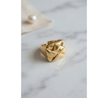Geometrik Origami Tasarımlı Ayarlanabilir Gold Renk Yüzük TJ-BYK4221