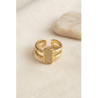 Clariss Parallel Luxury Zirkon Taşlı Gold Renk Yüzük TJ-BYK4225