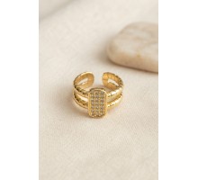 Clariss Parallel Luxury Zirkon Taşlı Gold Renk Yüzük TJ-BYK4225