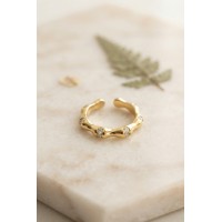 Gold Renk Kemik Model Zirkon Taşlı Kadın Yüzük TJ-BYK4237
