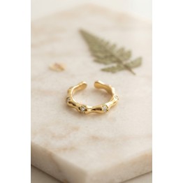 Gold Renk Kemik Model Zirkon Taşlı Kadın Yüzük TJ-BYK4237