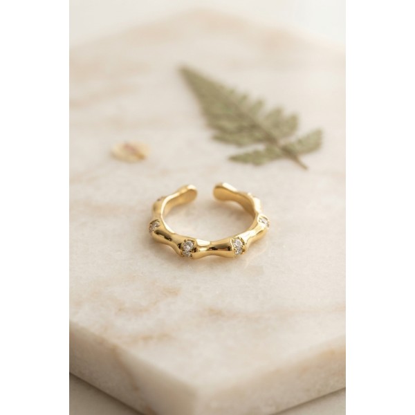 Gold Renk Kemik Model Zirkon Taşlı Kadın Yüzük TJ-BYK4237