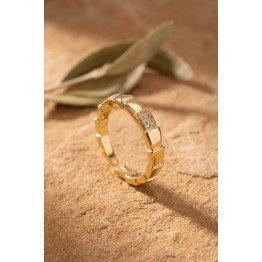 Gold Renk Yılan Model Zirkon Taşlı Kadın Yüzük TJ-BYK4239