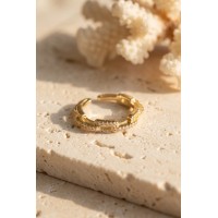 Gold Renk Zirkon Taşlı Zincir Model Kadın Yüzük TJ-BYK4242