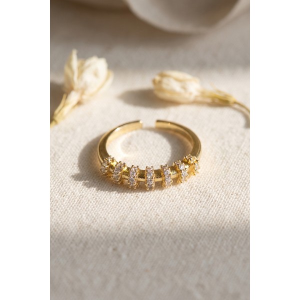 Zirkon Taşlı Gold Renk Vintage Kadın Yüzük TJ-BYK4246