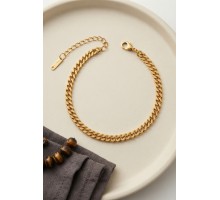 316L Çelik Gold Renk İnce Cuban Zincir Model Erkek Bileklik TJ-EB3835