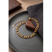 316L Çelik Gold Renk Kuşgözü Zincir Model Erkek Bileklik TJ-EB3836