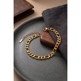 316L Çelik Gold Renk Kuşgözü Zincir Model Erkek Bileklik TJ-EB3836