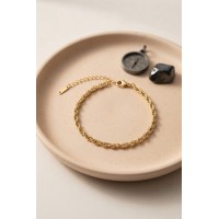 316L Çelik Gold Renk Burgu Zincir Model Erkek Bileklik TJ-EB3837