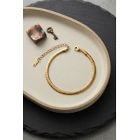 316L Çelik Gold Renk Yassı Yılan Zincir Model Erkek Bileklik TJ-EB3838