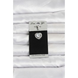 316L Cerrahi Çelik Zirkon Taşlı Kalp Model Göbek Piercing TJ-PR1389