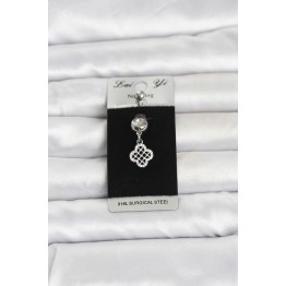 316L Cerrahi Çelik Zirkon Taşlı Sallantılı Yonca Model Göbek Piercing TJ-PR1397