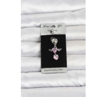 316L Cerrahi Çelik Pembe Zirkon Taşlı Kanat Model Göbek Piercing TJ-PR1405