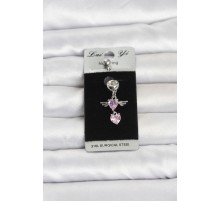 316L Cerrahi Çelik Pembe Zirkon Taşlı Kanat Model Göbek Piercing TJ-PR1405
