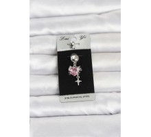 316L Cerrahi Çelik Pembe Zirkon Taşlı Model Göbek Piercing TJ-PR1408