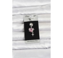 316L Cerrahi Çelik Pembe Zirkon Taşlı Model Göbek Piercing TJ-PR1408