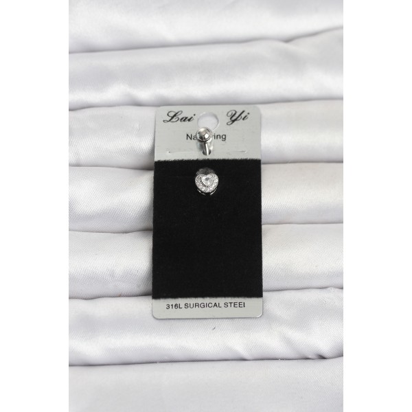 316L Cerrahi Çelik Zirkon Taşlı Kalp Model Göbek Piercing TJ-PR1412