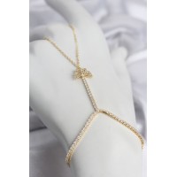Gold Renk Pirinç Zirkon Taşlı Kelebek Model Şahmeran TJ-SN769