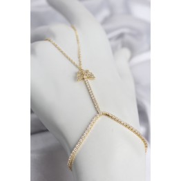 Gold Renk Pirinç Zirkon Taşlı Kelebek Model Şahmeran TJ-SN769