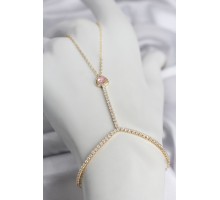 Gold Renk Pirinç Zirkon Taşlı Pembe Kalp Model Şahmeran TJ-SN771