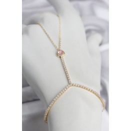 Gold Renk Pirinç Zirkon Taşlı Pembe Kalp Model Şahmeran TJ-SN771