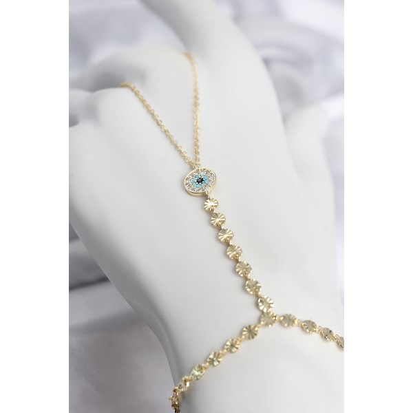 Gold Renk Pirinç Zirkon Taşlı Nazar Model Şahmeran TJ-SN773