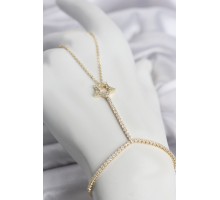 Gold Renk Pirinç Zirkon Taşlı Yıldız Model Şahmeran TJ-SN775