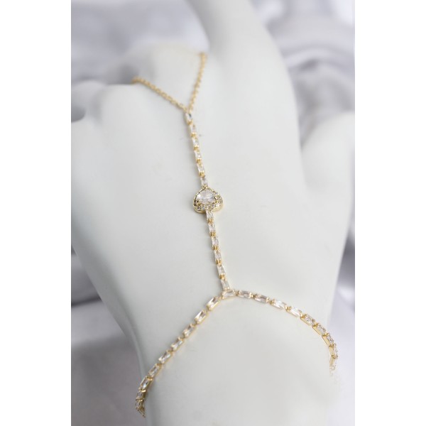 Gold Renk Pirinç Zirkon Taşlı Kalp Model Şahmeran TJ-SN783