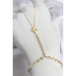 Gold Renk Pirinç Lazerli Yıldız Model Zirkon Taşlı Şahmeran TJ-SN785