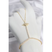 Pirinç Gold Renk Zirkon Taşlı Kutup Yıldızı Model Şahmeran TJ-SN794