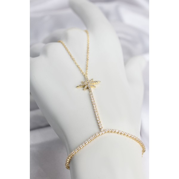 Pirinç Gold Renk Zirkon Taşlı Kutup Yıldızı Model Şahmeran TJ-SN794