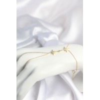 Pirinç Gold Renk Kutup Yıldızı Model Zirkon Taşlı Şahmeran TJ-SN797
