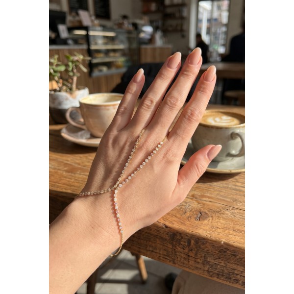 Gold Renk Pembe ve Beyaz Zirkon Taşlı Model Şahmeran TJ-SN814