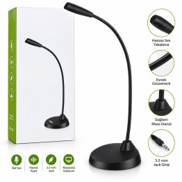 Multimedia Masaüstü Mikrofonu 3.5mm Jack Esnek Boyunlu CM203